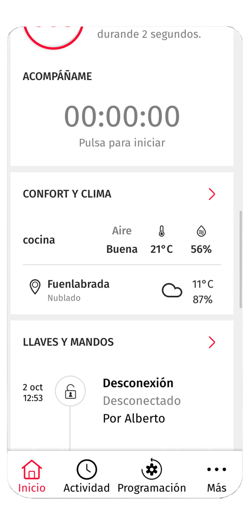 control alarma